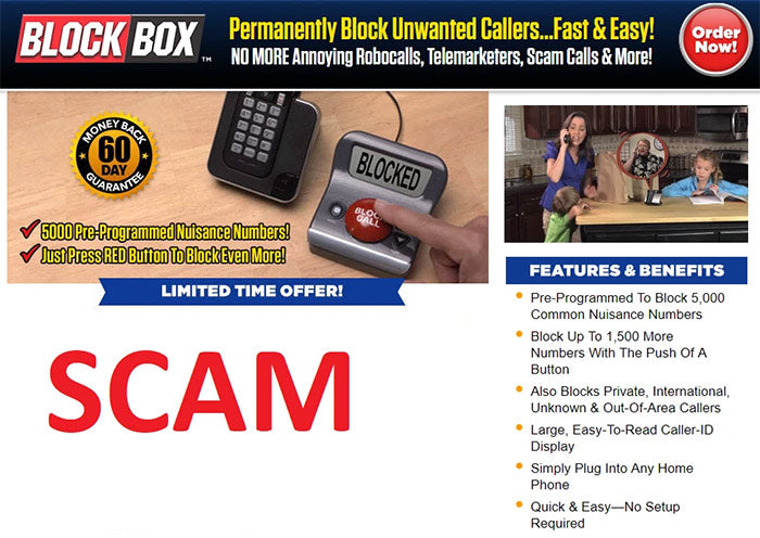 BlockBox Call Blocker Website Scam Warning