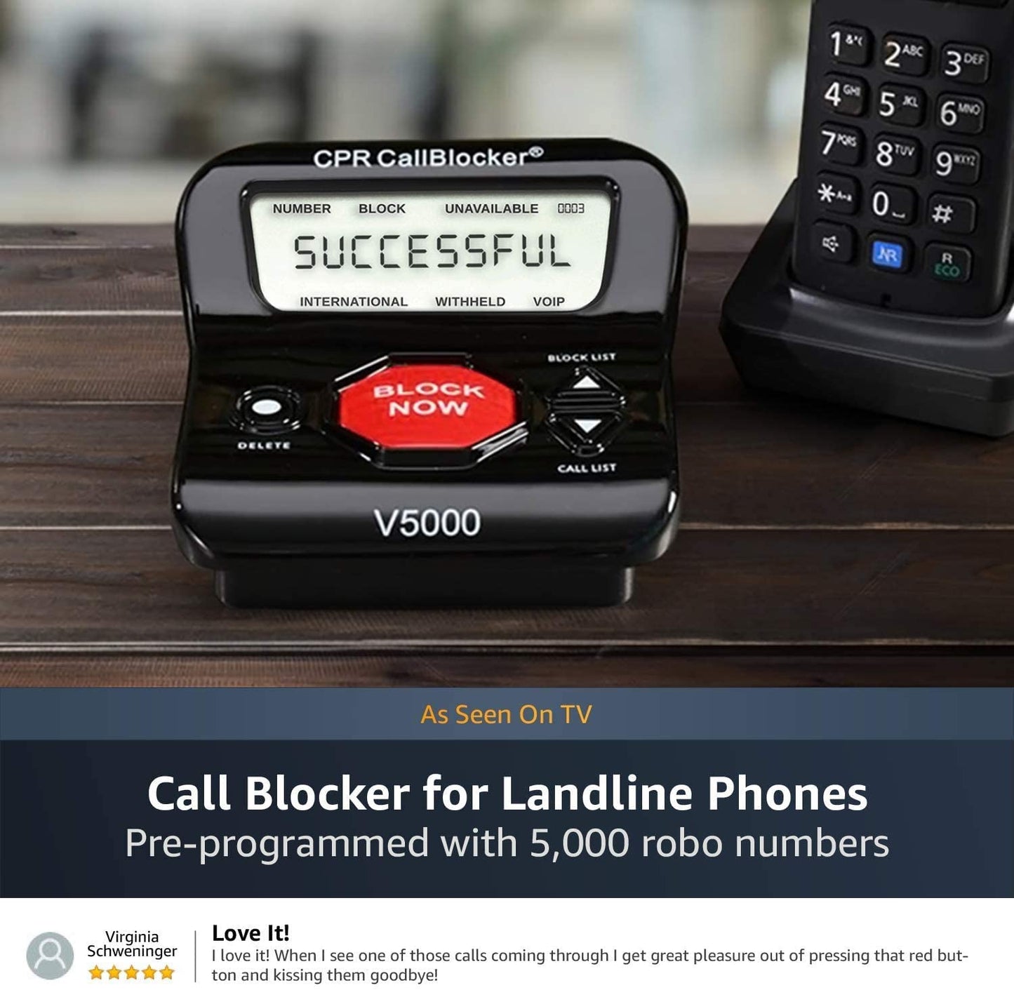 Benkeg Call Blocker For Landline Phones - Blocks 2000 Numbers, One-Touch Blacklist, Stops Robocalls & Nuisance Calls